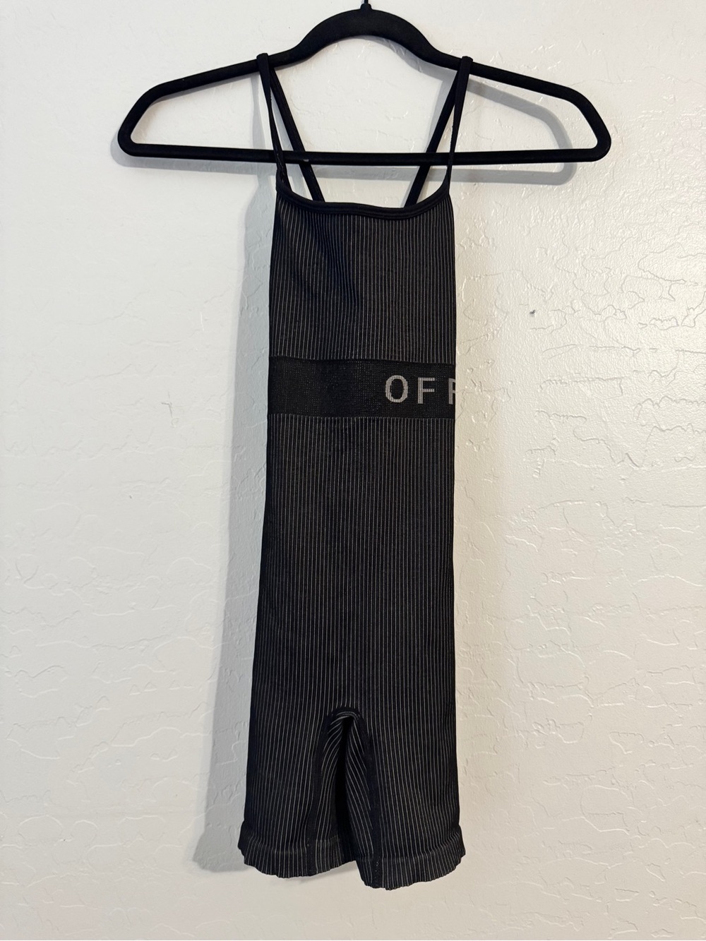 👗OFFLINE by Aerie Ribbed Striped Logo Romper One-Piece Black/White XS
